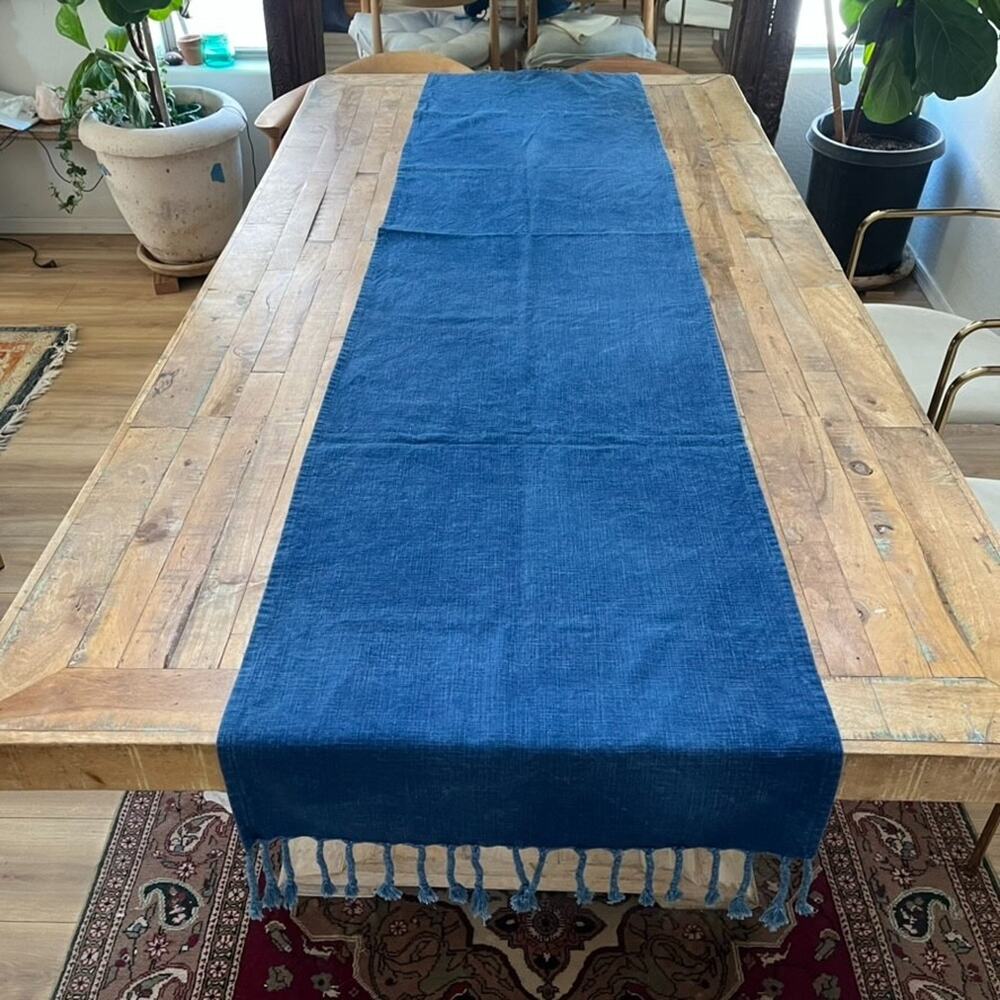 Pottery Barn Fringed Chambray Runner 108" x 22"